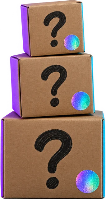 Mystery Boxen mit Fragezeichen